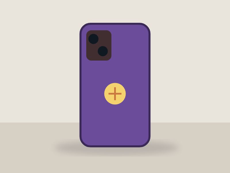 Phone in purple case